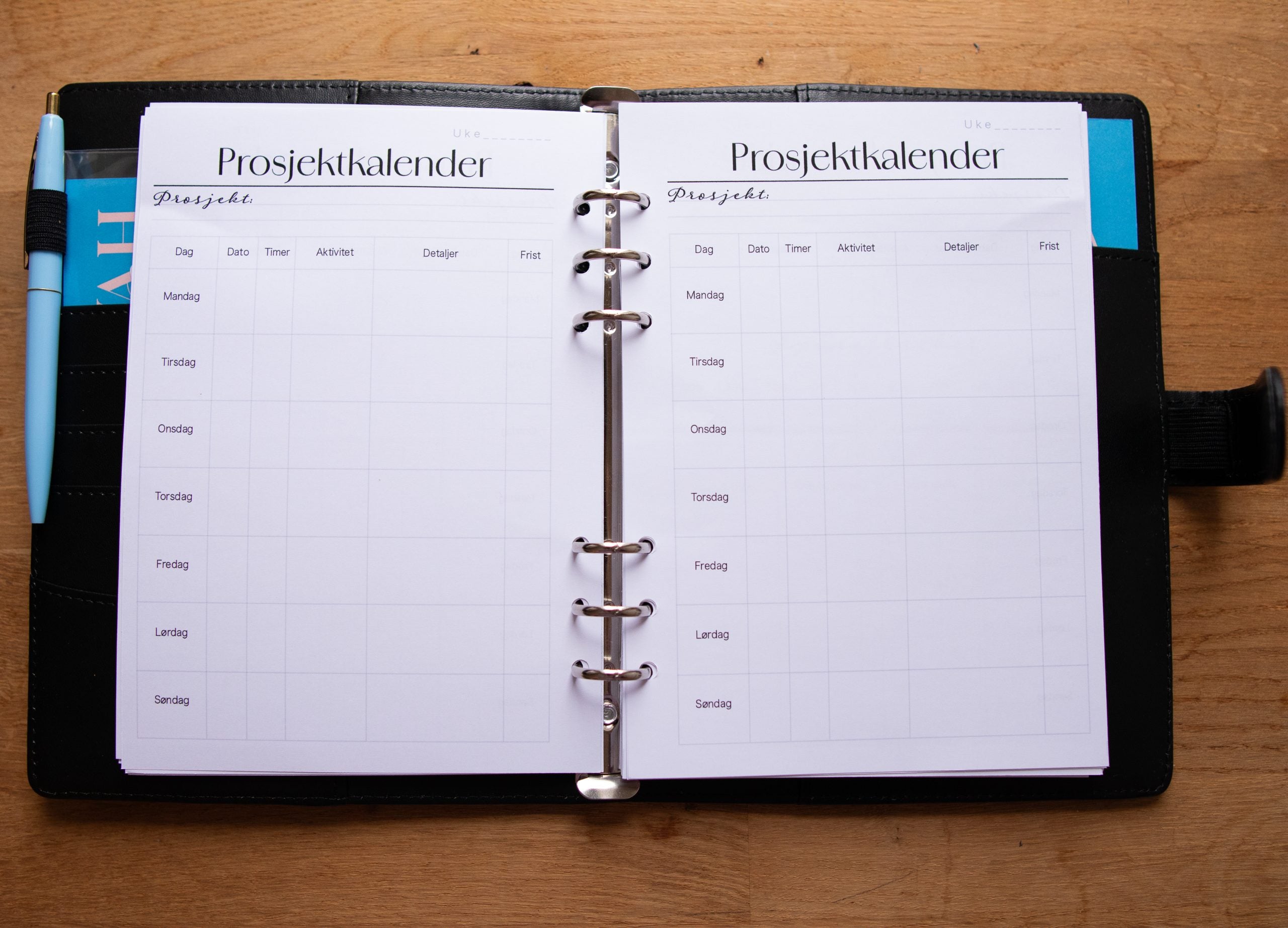 Prosjektkalender (med hullfeil) 12 uker - 25,-